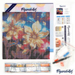 Mini Diamond Painting 25x25cm avec cadre - Fleurs Dorées Brillantes