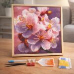 Mini Diamond Painting 25x25cm avec cadre - Floraison des Cerisiers