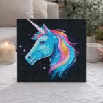 Mini Diamond Painting 25x25cm avec cadre - Licorne Néon