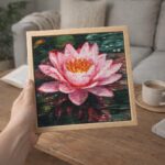 Mini Diamond Painting 25x25cm avec cadre - Nénuphar Rose