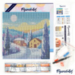 Mini Diamond Painting 25x25cm avec cadre - Nuit d'Hiver en Toscane