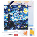 Mini Diamond Painting 25x25cm avec cadre - Nuit Étoilée Vibrante