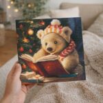 Mini Diamond Painting 25x25cm avec cadre - Ours Mignon en train de Lire