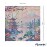 Mini Diamond Painting 25x25cm avec cadre - Pagode et Mont Fuji