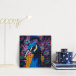 Mini Diamond Painting 25x25cm avec cadre - Paon Élégant