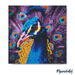 Mini Diamond Painting 25x25cm avec cadre - Paon Élégant