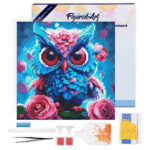 Mini Diamond Painting 25x25cm avec cadre - Petite Chouette Bleue