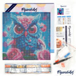 Mini Diamond Painting 25x25cm avec cadre - Petite Chouette Bleue