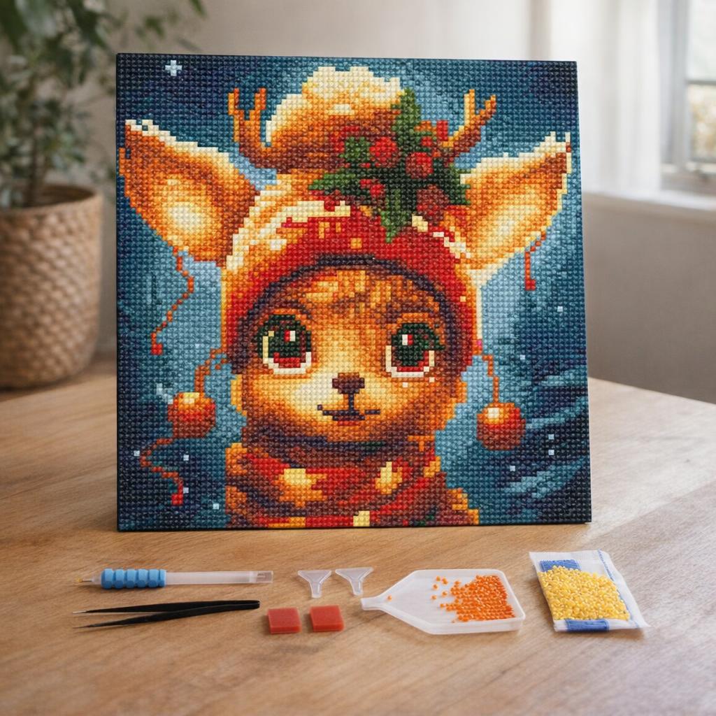 Mini Diamond Painting 25x25cm avec cadre - Rose Multicolore