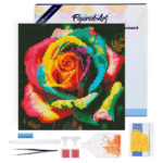 Mini Diamond Painting 25x25cm avec cadre - Rose Multicolore