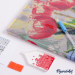 Mini Diamond Painting 25x25cm avec cadre - Rose Multicolore