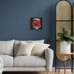 Mini Diamond Painting 25x25cm avec cadre - Rose Rouge dans le Verre