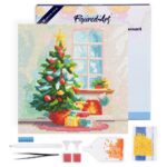 Mini Diamond Painting 25x25cm avec cadre - Sapin et Cheminée