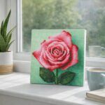 Mini Diamond Painting 25x25cm avec cadre - Superbe Rose