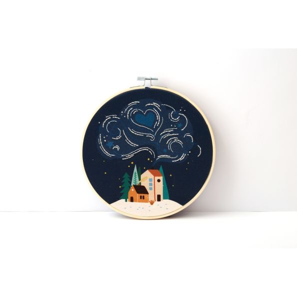 Kit Broderie Nuit étoilée - Tambour 20cm