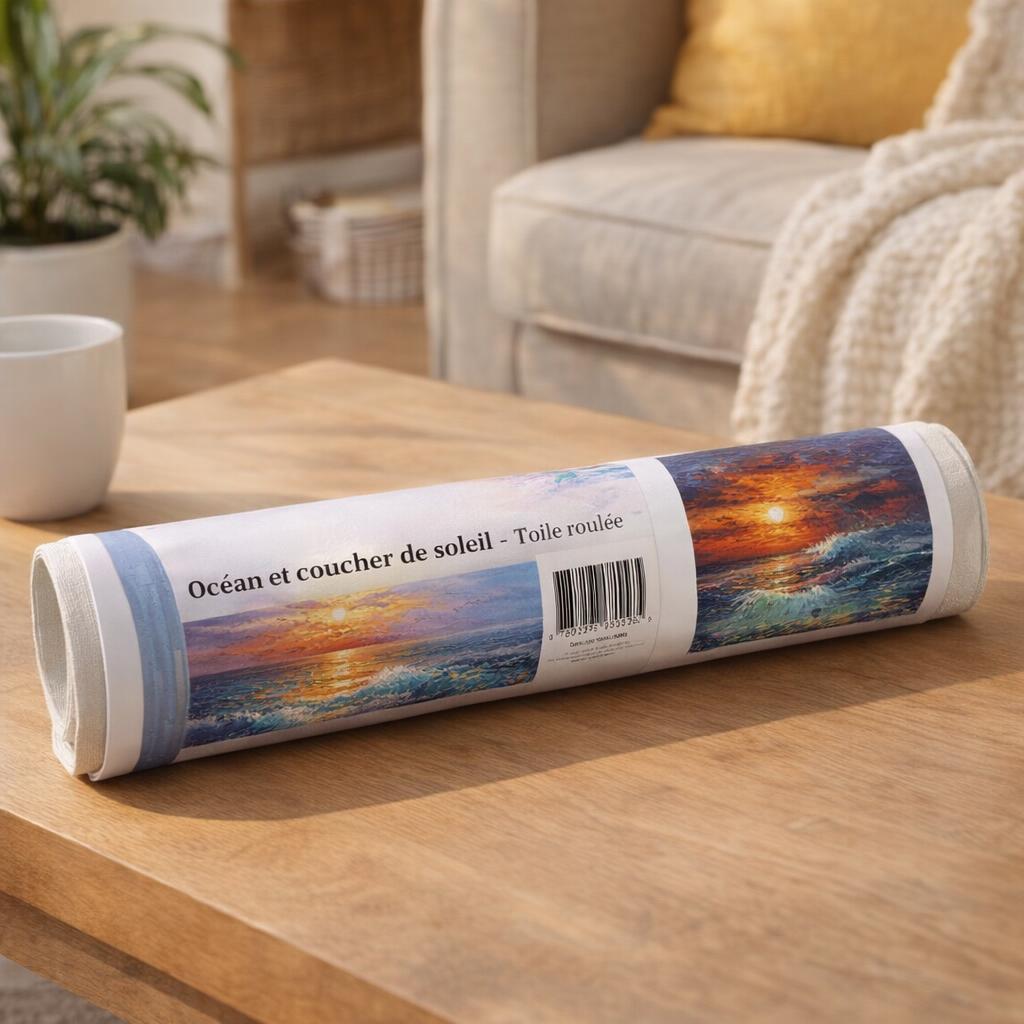 Océan et coucher de soleil - Toile roulée