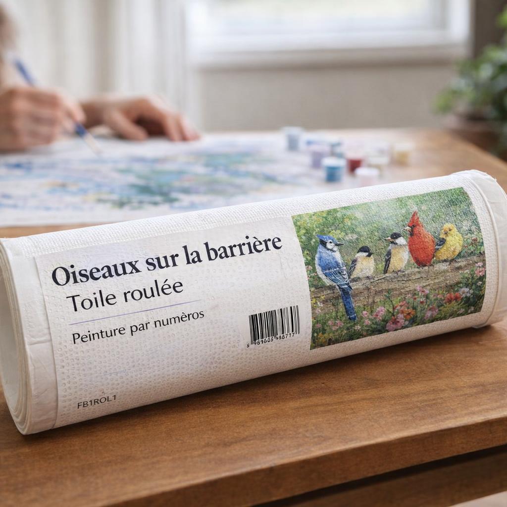 Oiseaux sur la barrière - Toile roulée