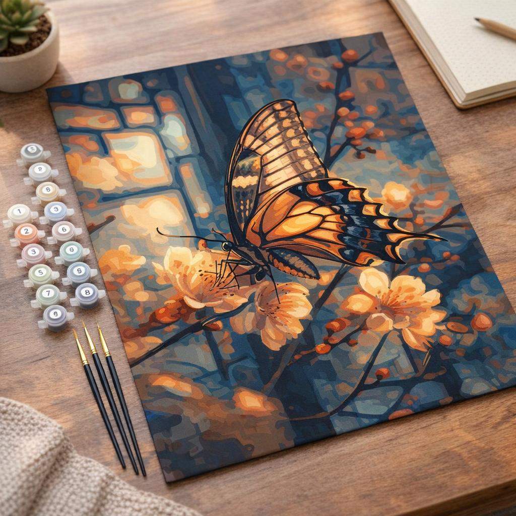 Papillon et Fleurs de Cerisiers - Toile roulée