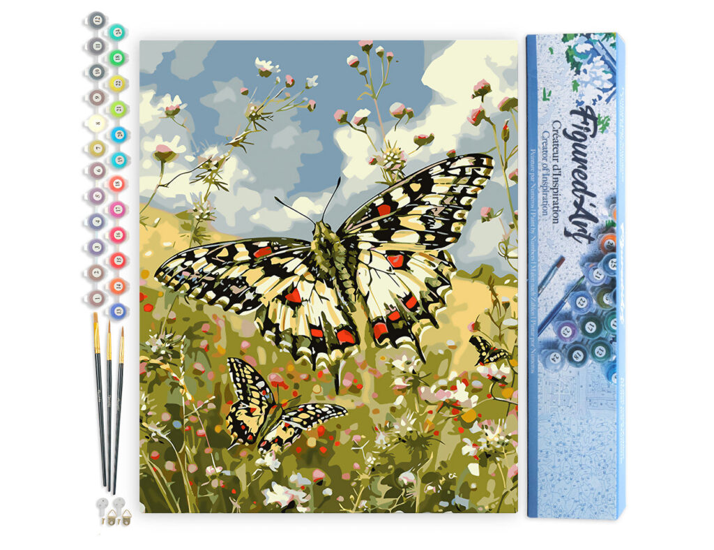 Papillon Proserpine et Fleurs des Champs - Toile roulée