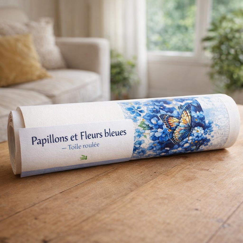 Papillons fleurs bleues