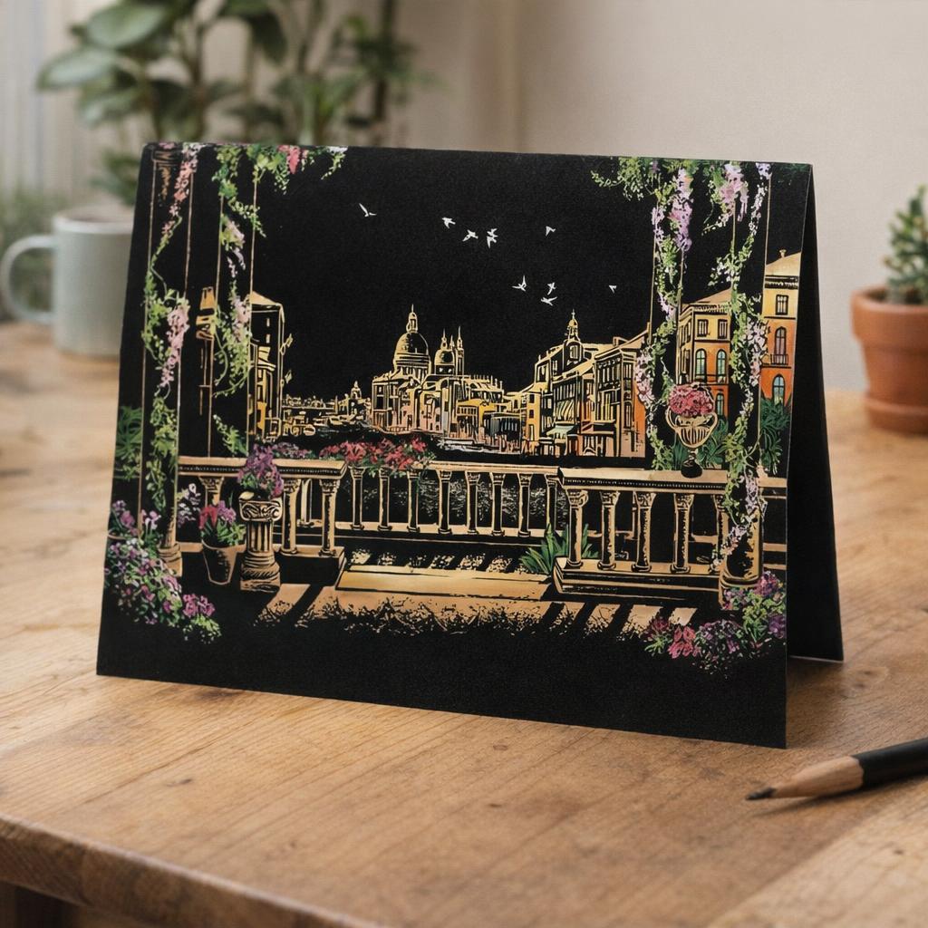 Peinture à gratter - Venise en Italie