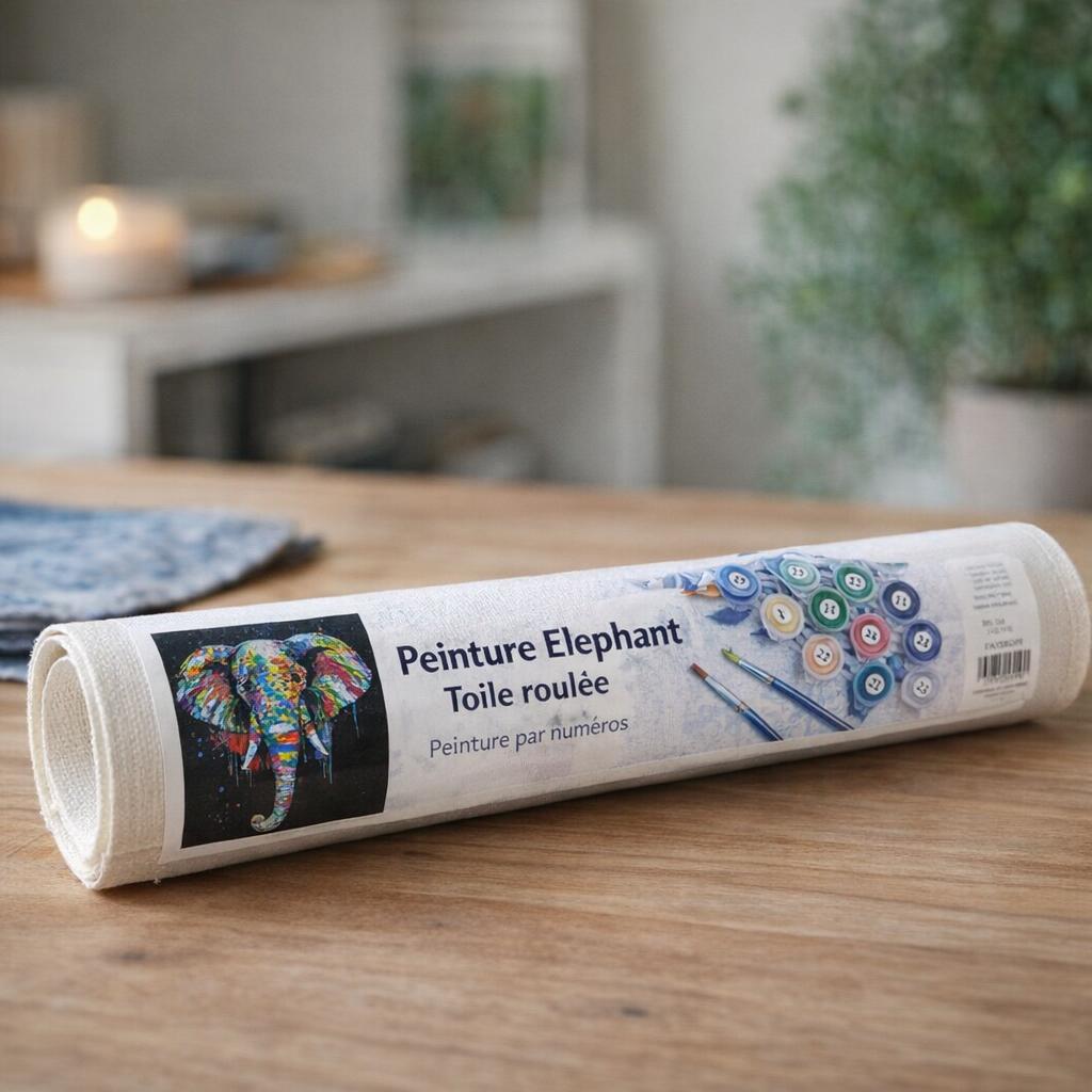 Éléphant peinture toile