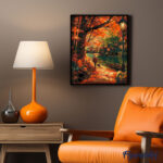 Promenade du chien en Automne - Toile roulée