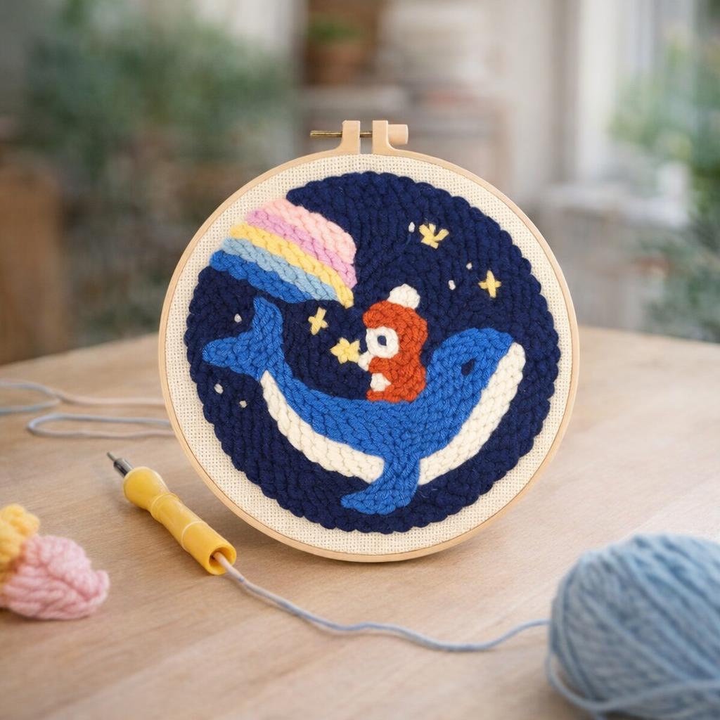 Punch Needle Baleine et Petit Garçon