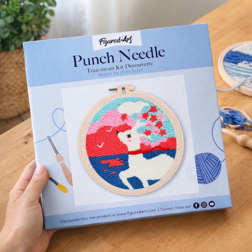 Punch Needle Biche et Fleurs