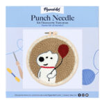 Punch Needle Chien blanc et ballon