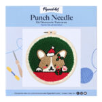 Punch Needle Chien et bonnet de Noël