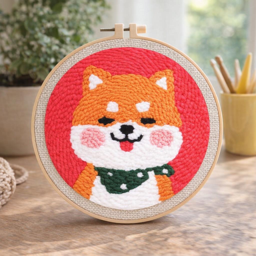 Punch Needle Chien Shiba Inu