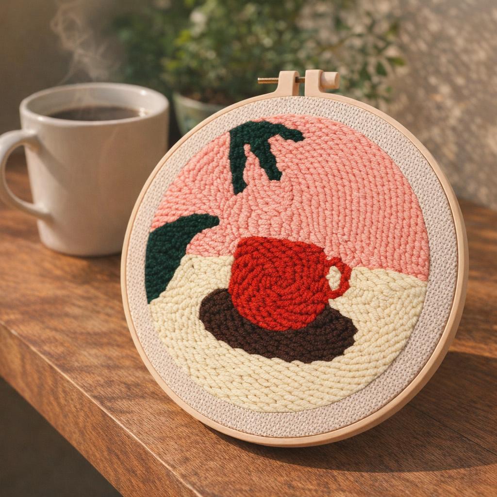 Punch Needle Chat aux grandes Moustaches