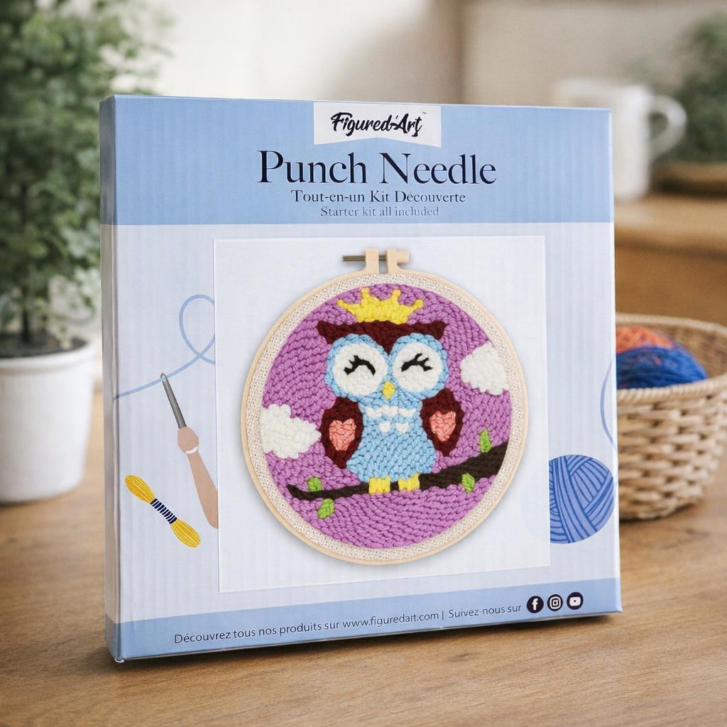Chouette endormie punch needle
