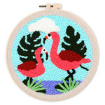 Punch Needle Couple de Flamants roses