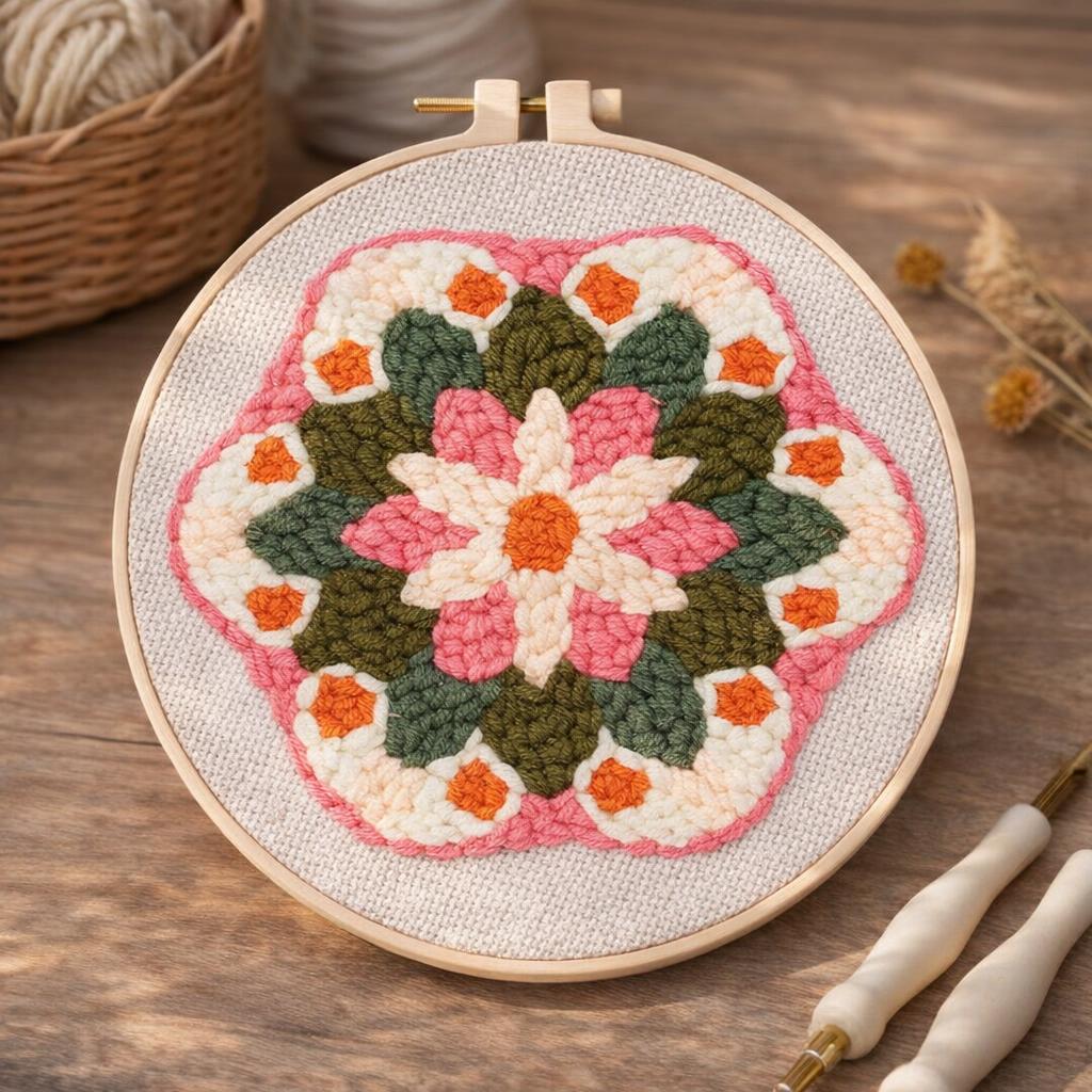 Punch Needle Arc en ciel et Nuages