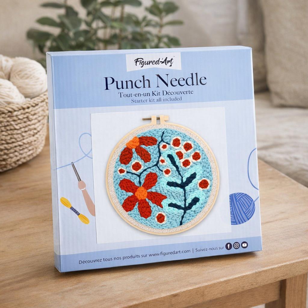 Punch Needle Explosion de Fleurs rouges
