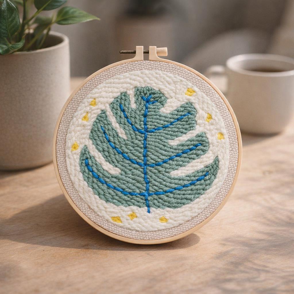 Punch Needle Feuille Verte