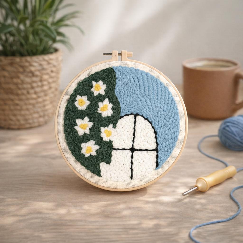 Punch Needle Fleur à la fenêtre