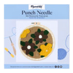 Punch Needle Fleurs jaunes et brunes