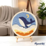 Punch Needle Jolie Baleine Bleue et Lune