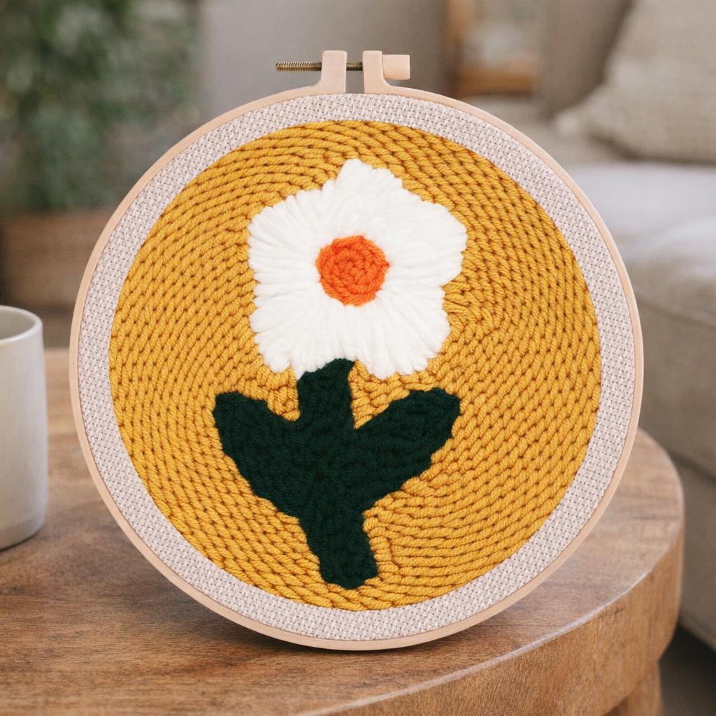 Punch Needle Jolie Fleur blanche