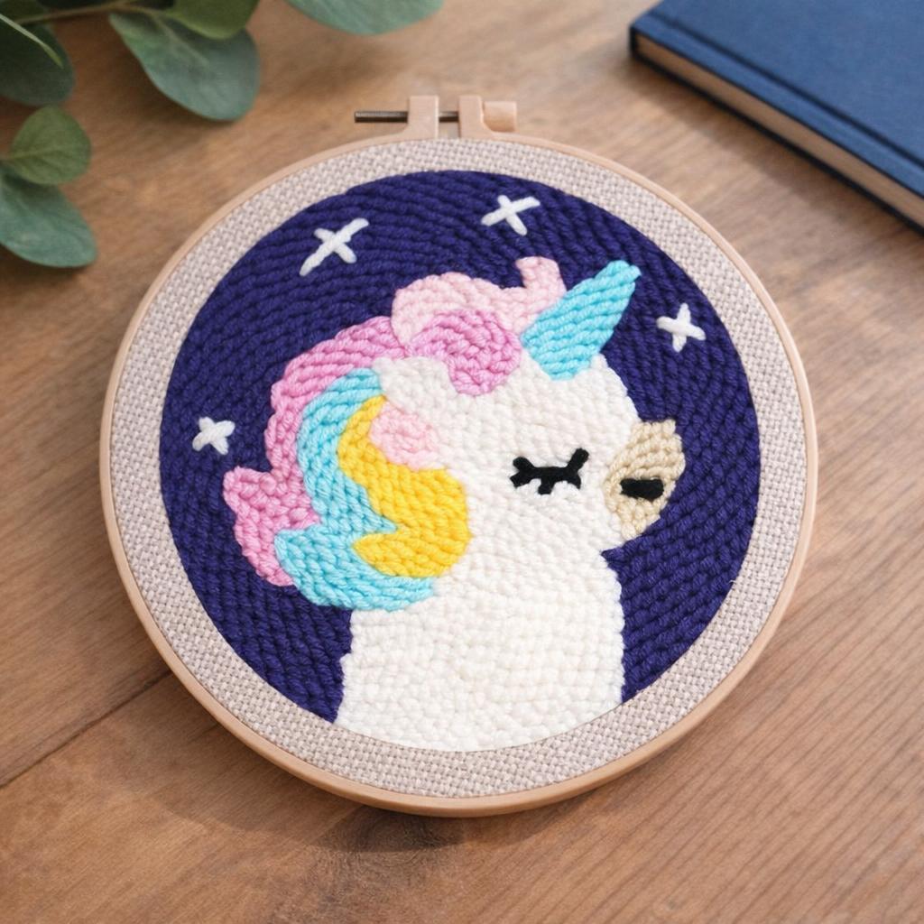 Punch Needle Licorne gracieuse