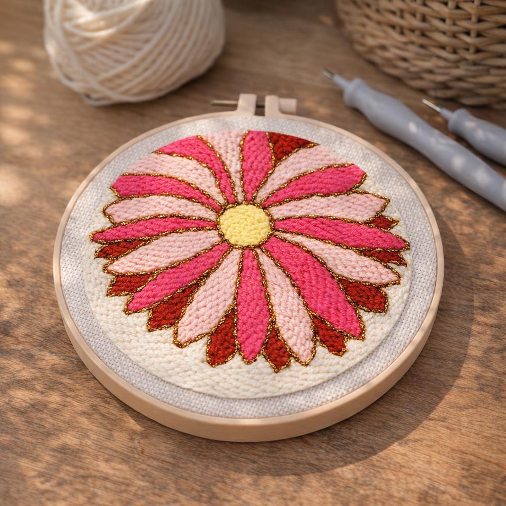 Punch Needle Feuille Verte