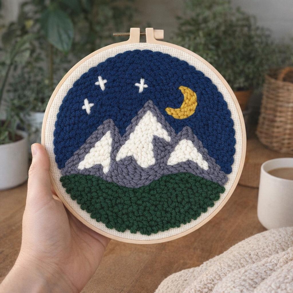 Montagnes nuit punch needle