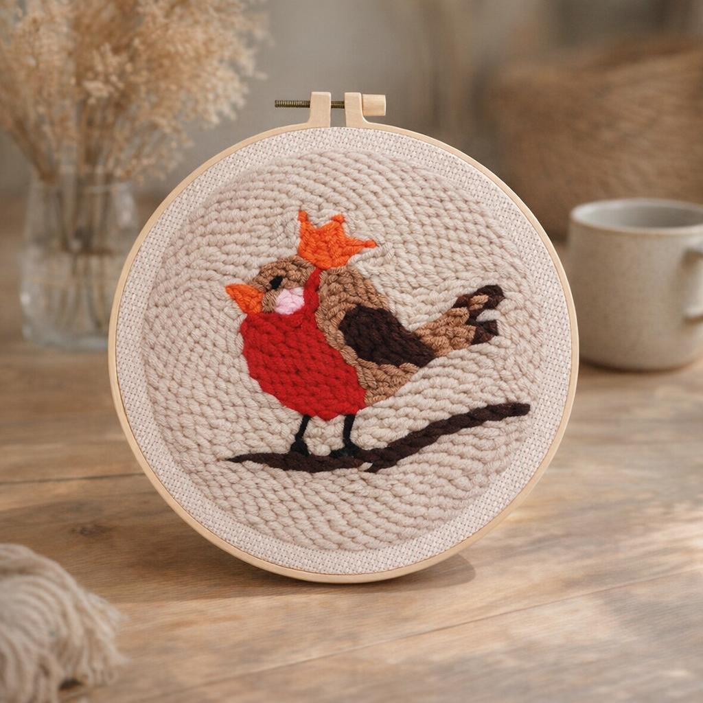 Punch Needle Oiseau Rouge-gorge