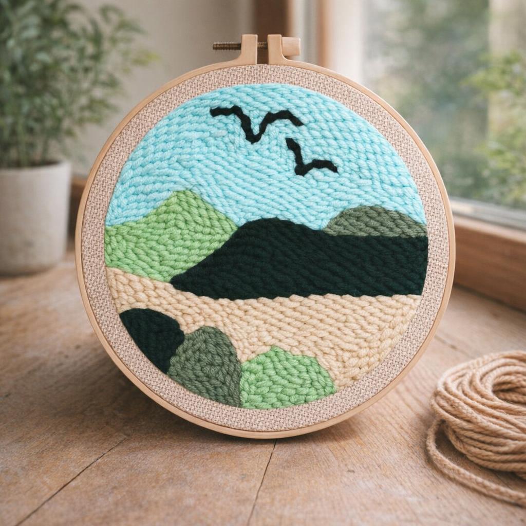 Punch Needle Chocolat Chaud et Feuilles