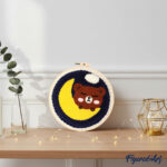 Punch Needle Ours mignon sur la lune