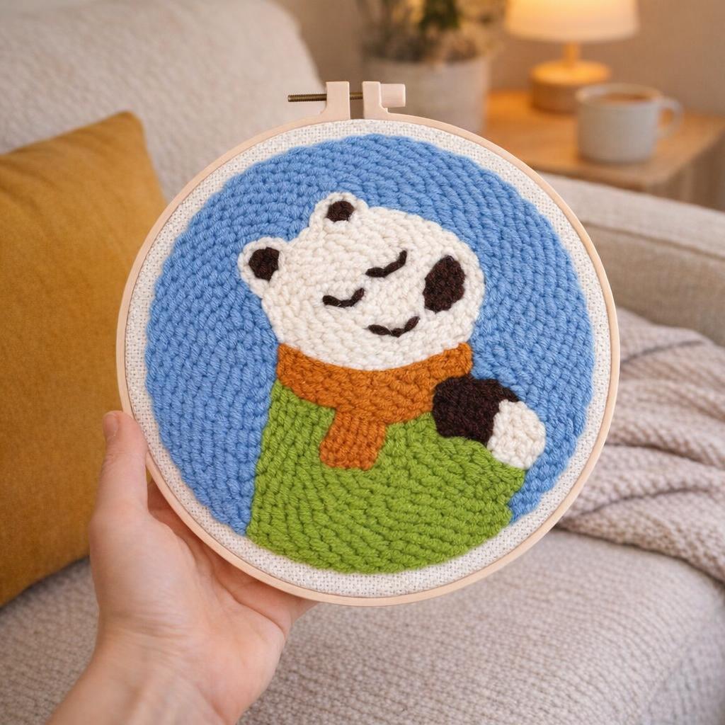 Punch Needle Ours polaire joyeux