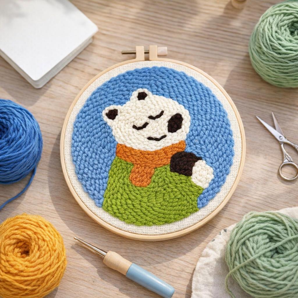 Punch Needle Ours polaire joyeux